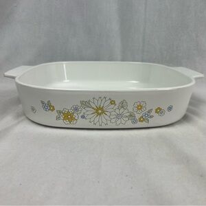 VTG 70s Corning Ware Daisy A-10-B Floral Bouquet Casserole 10" Dish USA, NO LID